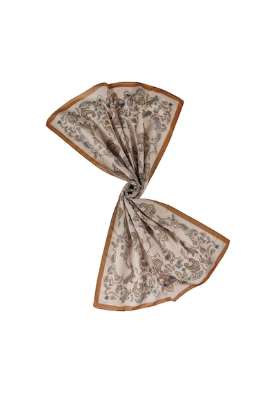 Mim Eşarp Enba Etnik Desenli Soft Pamuklu Şal 75x190 Cm Gold - Krem