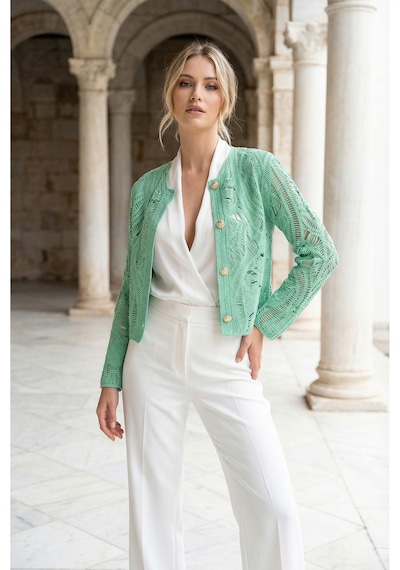 Sayzen Your Shine Dantel Desenli Gold Düğmeli Basic Ceket Shn-2602-tg Mint
