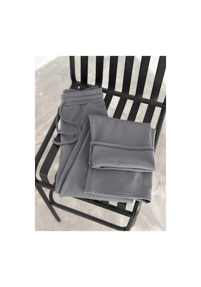 Gugus Kadın Bol Paça İçi Polarlı Fitilli Pantolon Içi Wide Leg Eşofman Altı Füme Füme