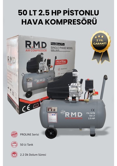 R.m.d Kompresör Pistonlu Hava Kompresörü 50 Lt 8 Bar 2 .5 Hp Ipaı147b