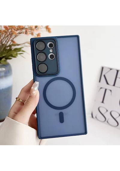 Samsung Galaxy S25 Ultra Uyumlu Magsafe Lens Korumalı Kılıf Mavi