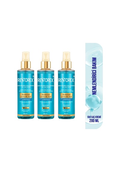 Hydra Nemlendirici Canlandırıcı Bakım Sıvı Saç Kremi 3x200 Ml - Hyal.asit Glikoik Asit Sülfatsız