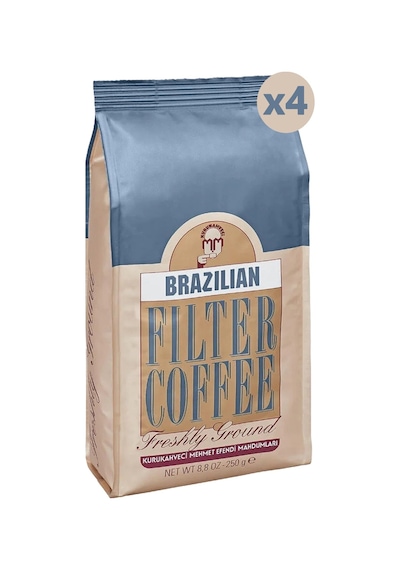 Kurukahveci Mehmet Efendi Brazilian Filtre Kahve Öğütülmüş Folyo Ambalaj 4 x 250 G