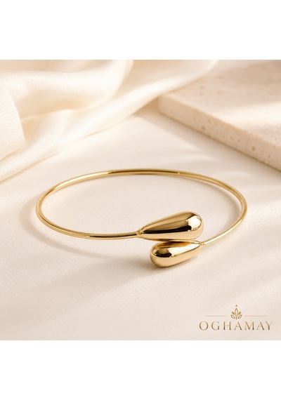 Kadın Gold Çelik Damla Uçlu Bileklik Kararmaz Paslanmaz Minimal Şık Kelepçe Bilezik Diğer
