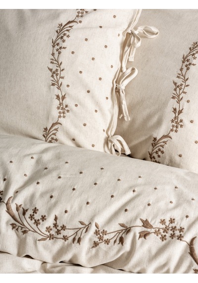 Cotton Box Cotton Keten Çift Kişilik Nevresim Takımı Pelias Bej