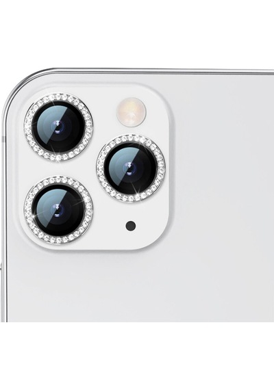 Binano Apple Uyumlu iPhone 13 Pro/13 Pro Max Taşlı Silver Kamera Koruyucu