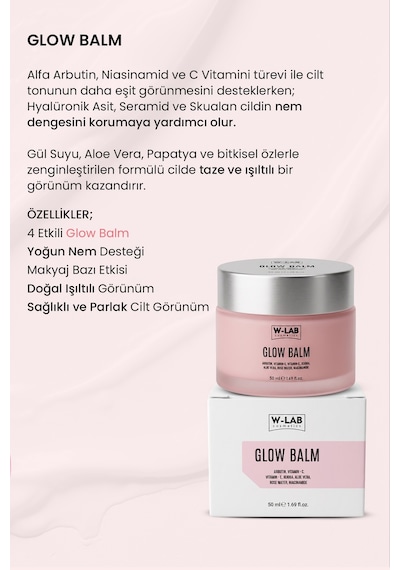 W-lab Cosmetics 4 Etkili Makyaj Balmı Nem,baz,ışıltı Ve Parlaklık Glow Balm 50 Ml