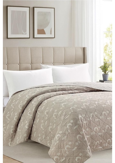 Sakura Elyaf Dolgulu Çift Taraflı Tek Kişilik 160x220 Cm Kırlentsiz Tek Pike Bej Bej