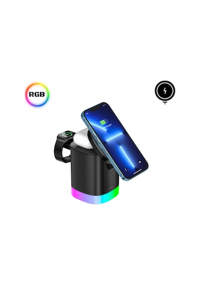 15w 3in1 Kablosuz Şarj Standı Aircharger Quattro Magsafe Apple Uyumlu iPhone+applewatch+airpods Hızlı