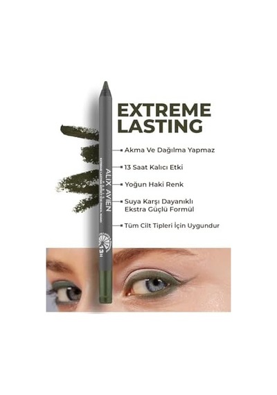 Uzun Süre Kalıcı Suya Dayanıklı Akma, Dağılma Yapmayan Yeşil Göz Kalemi - Extreme Khaki 0