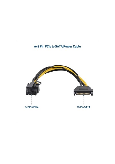 8 Pin Sata Power Ekran Kartı Kablosu 6+2 Pin Ekran Kartı Power Kablosu 8 Pin Sata Power Kablo