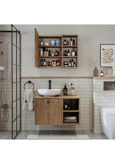 Lotus Lavabolu Mdf 75 Cm Çekmeceli Banyo Dolabı + Aynalı Dlp Atlantik Çam Lotus Lavabolu Mdf 75 Cm Çekmeceli Banyo Dolabı + Aynalı Dlp Atlantik Çam