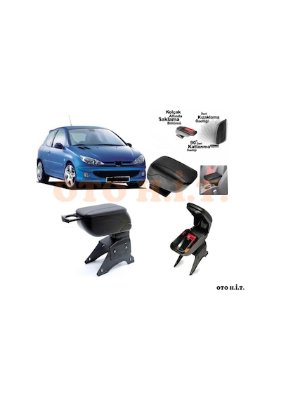 Peugeot 206  Uyumlu Kol Dayama Ve Kolçak Sürgülü Bardaklıklı Ayar