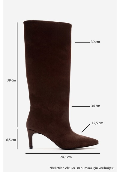 Luvishoes Camila Kahverengi Süet Kadın Topuklu Çizme Kahverengi