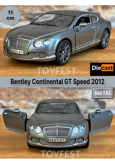 2012 Bentley Continental Gt Speed Çek Bırak Kapıları Açılabilen Metal Model Araba - Füme 11.5 Cm
