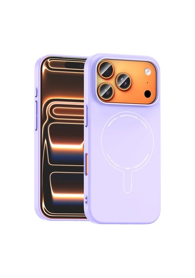 Apple iPhone Uyumlu  Uyumlu 18 Pro Max Kılıf M-safe Şarj Özellikli Kamera Korumalı Zore Elio Sert Pc Kapak Lila
