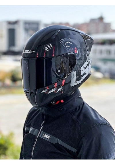 LS2 Rapid 2 Clawn Race Mat Siyah- Gri - Kırmızı Kask