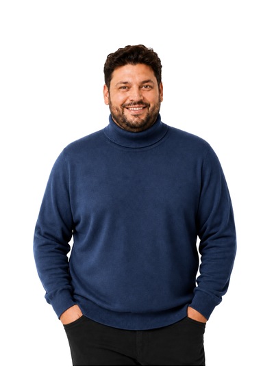 Battalmoda Erkek Büyük Beden İndigo Tam Balıkçı Pamuklu Kazak 3xl-4xl-5xl-6x