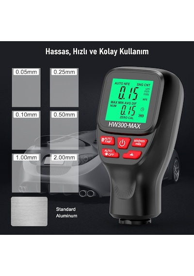 Valkyrie Hw300-max Dijital Kaplama Kalınlığı Ölçer 0-2000 Μm, Fe/nfe Otomatik Algılama, Lcd Ekran