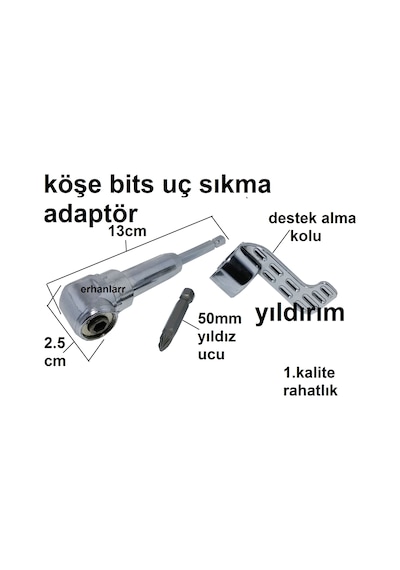 Köşe Bits Uç Adaptörü Kımex Vidalama Köşe Aparat