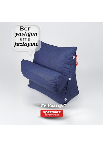 Xpermate Sırt, Bel, Boyun Destekli TV Yastığı Okuma Yastığı Ameliyat Sonrası Lacivert