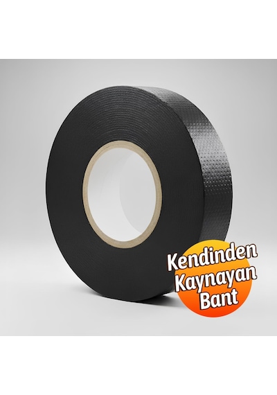 Kendinden Kaynayan Silikon Soğuk Sarma Eriyen Bant 19mm X 5m Tekli Hava Su Elektrik İzolasyonu Siyah Genel