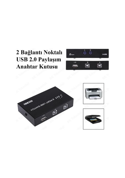 2 Port USB PC Tarayıcı Yazıcı Değiştirici Switch