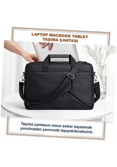 Microcase Samsung Active 4 Pro / Active 5 Pro 10.1'' İle Uyumlu Apple Uyumlu MacBook Laptop Çantası 2 Bölmeli Siyah Al5559