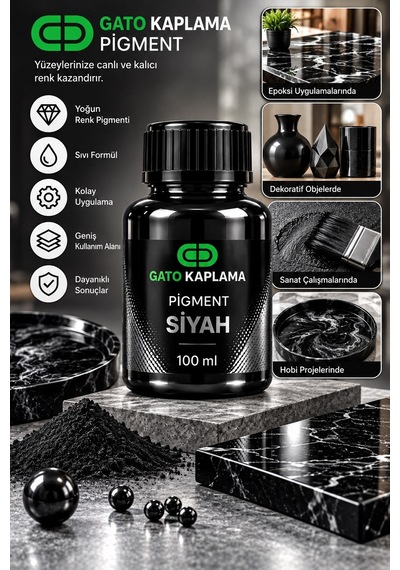 Gato Kaplama Solvent Bazlı Transparan Sıvı Pigment Boya 100 Ml Siyah Renk Renklendirici