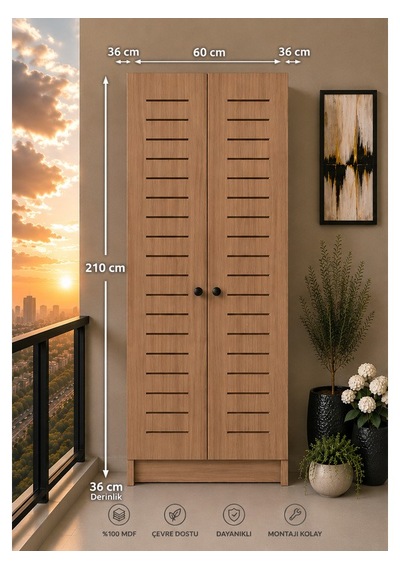Flower Kombi Dolabı Krem 60 Lık Ceviz