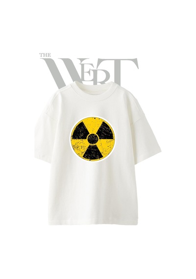 Thewert Distressed Radiation Tasarım Baskılı Ünisex Beyaz Oversize T-shirt