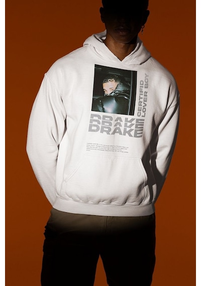 Drake Lover Boy Baskılı Unisex Oversize Rapper Hoodie Beyaz