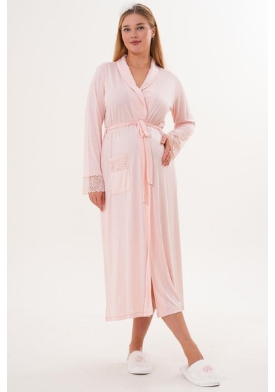 Mecit Pijama Mecit 6332 Bayan Pudra Sabahlık Gecelik Pijama Hamile Lohusa Set Ekru