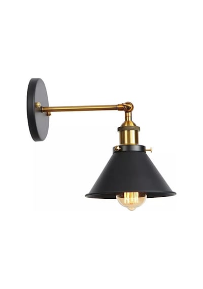 Retro Rustik Mafsalı Hareketli Aplik Okuma Lambası Gece Lambası D Siyah