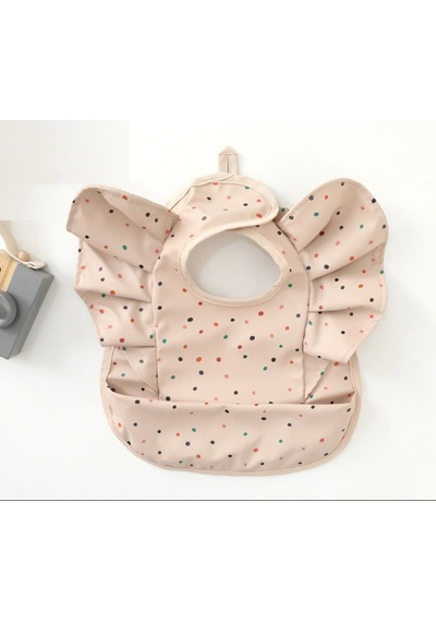 Dotty Pembe Ustu Renkli Su Gecirmez Mama Onlugu - Sirin Puantiyeli Mama Önlüğü Açık Pembe