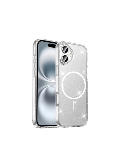 Apple Uyumlu iPhone 16 Kılıf M-safe Şarj Özellikli Parlayan Simli Saydam Renkli Zore Maris Kapak