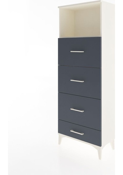 Arges Dolap Tek Raflı 4 Çekmeceli 60x30x163 Aytaşı-antrasit Aytaşı
