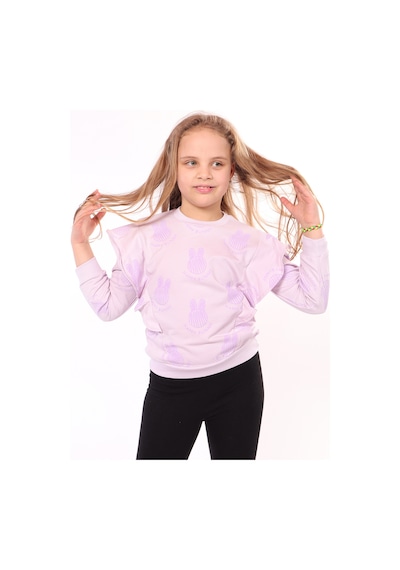 Toontoy Kız Çocuk Baskılı Sweatshirt Açık Lila