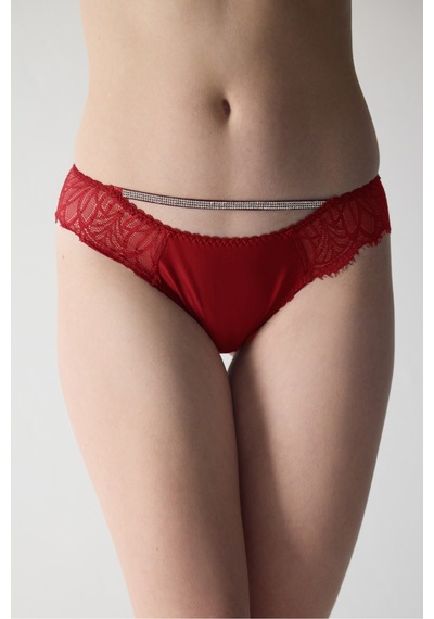 Magic Form Önü Taşlı Arkası Dantelli Kadın Tanga Külot Kırmızı - 704125038 Kırmızı