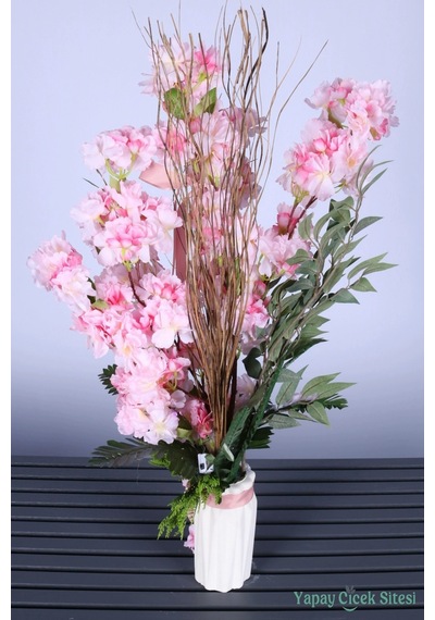 Yapay Çiçek Sitesi Led Hediyeli Yapay Bahar Dalı Tanzimi 80 Cm Pembe Pembe