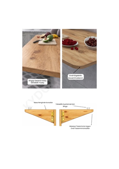 Duvara Monte Katlanır Masa & 2 Li Raf Seti Atlantik Çam 60x110 Cm