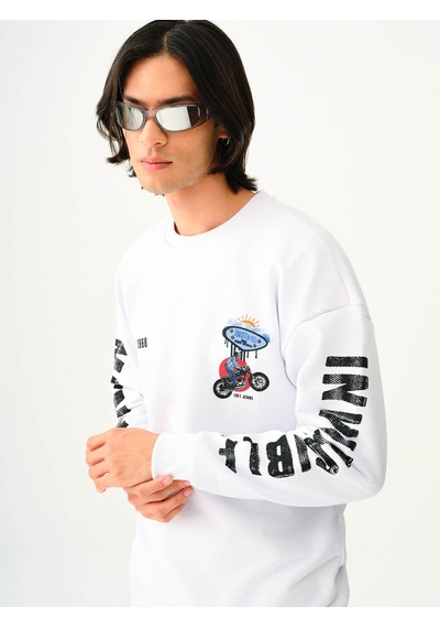 Loft Erkek Sweatshirt Beyaz Lf2038145 Oversize Fit 25kp69000146 P69100 Beyaz