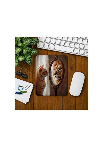 Kendini Aslan Sanan Kedi Baskılı Oyuncu Mousepad 0129