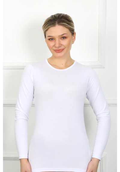 Akbeniz Bayan Uzun Kol Body 250 Beyaz