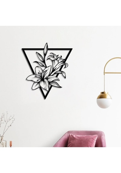 Geometrik Zambak Metal Duvar Dekoru