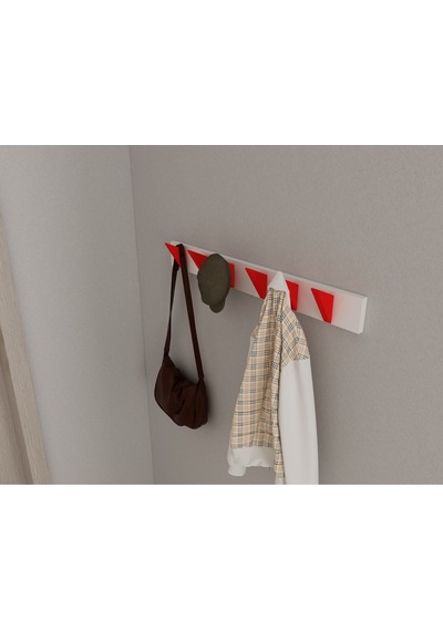 Hepsi3boyutlu Modern Duvar & Kapı Kanca Askılık - 6 Adet Kırmızı Kanca Askılık - Model No : 5 Kırmızı