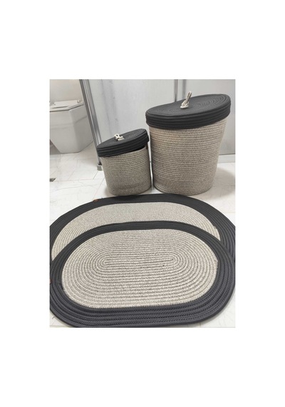Jüt Hasır 4 Lü Banyo Paspas Takımı Bohem Tarzı Banyo Takımı Paspas:50x80/ 40x60 /sepetler 30x20x10 Siyah Gri Siyah Gri Jüt Hasır 4 Lü Banyo Paspas Takımı Bohem Tarzı Banyo Takımı Paspas:50x80/ 40x60 /sepetler 30x20x10 Siyah Gri Siyah Gri