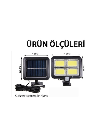 Solar Bahçe Aydınlatma 128 Ledli Fotoselli Güneş Enerjili Lamba