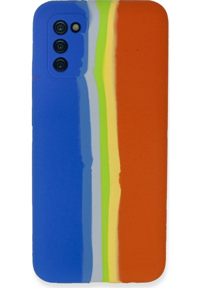 Gld-spt- Newface Samsung Uyumlu Galaxy A03s Kılıf Ebruli Lansman Silikon - Mavi-turuncu