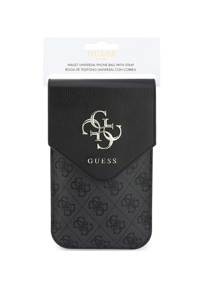 Guess Orjinal Lisanslı Kadın Çanta V Kapak Tasarımlı 4g Desenli Büyük Logolu Kartlıklı Askılı Siyah